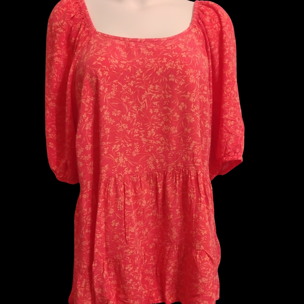 Terra & Sky Coral Floral Blouse